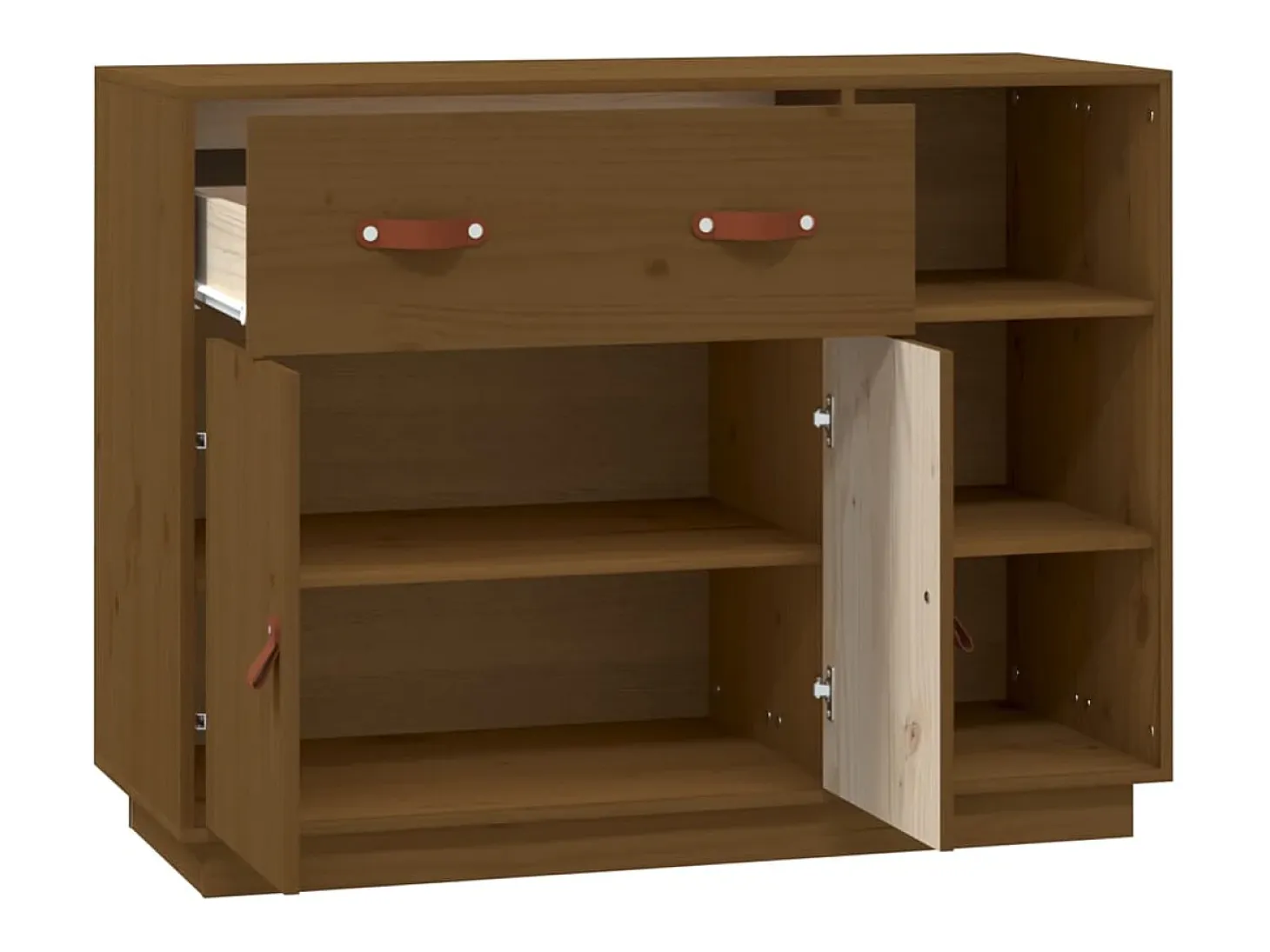 Aparador buffet cómoda armario mueble organizador cocina salón salón 98,5 x 40 x 75 cm madera maciza de pino marrón 02_0035769