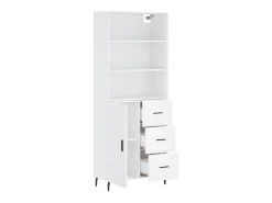 Aparador buffet cómoda armario mueble organizador cocina salón salón alto 69,5 x 34 x 180 cm madera contrachapada blanco 02_0032739