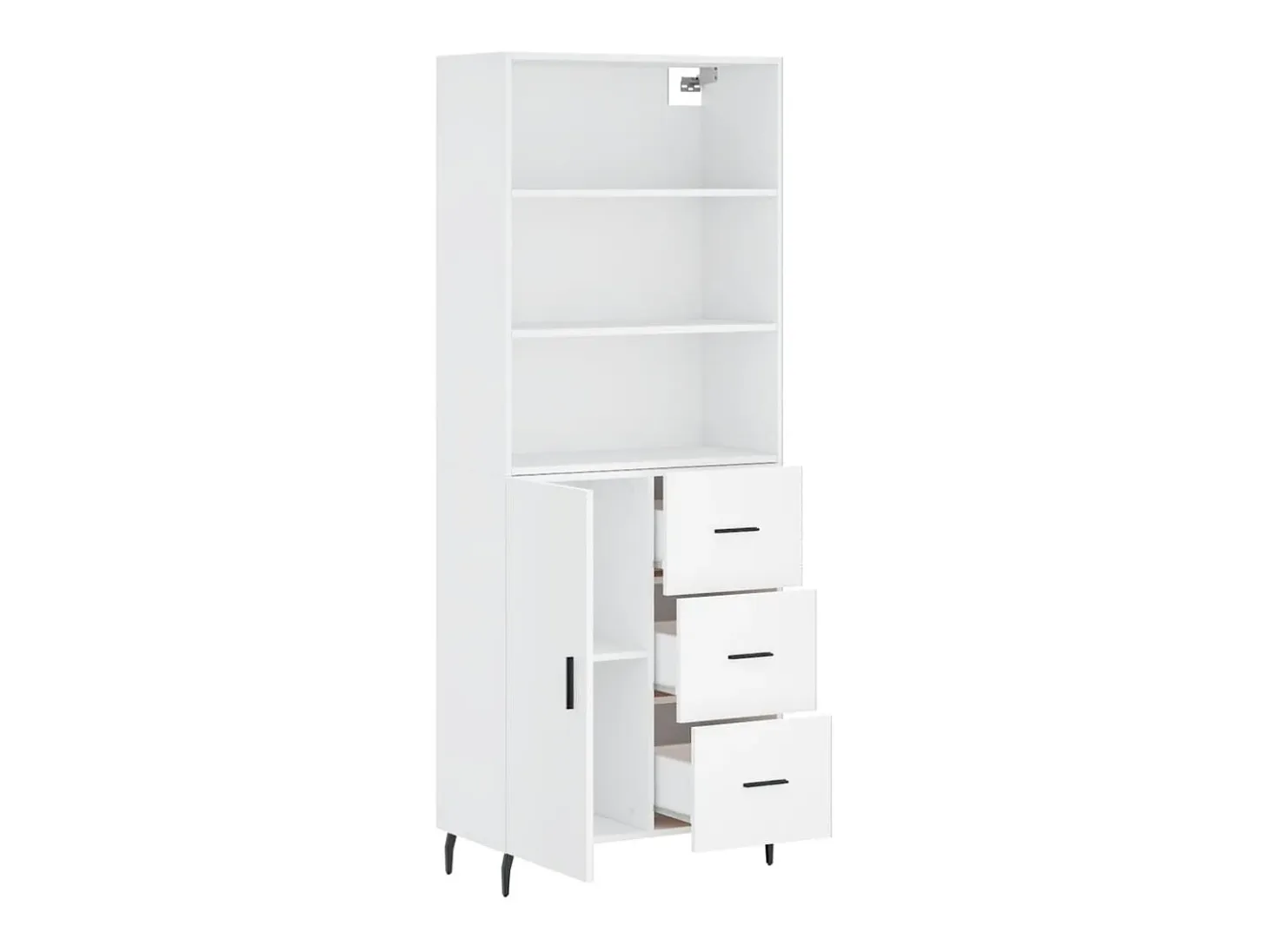 Aparador buffet cómoda armario mueble organizador cocina salón salón alto 69,5 x 34 x 180 cm madera contrachapada blanco 02_0032739