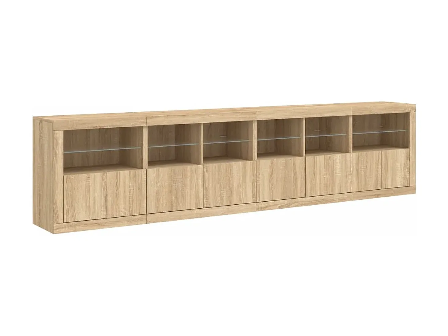 Aparador buffet cómoda armario mueble organizador cocina salón salón con luces LED sonoma 283 x 37 x 67 cm marrón 02_0029957