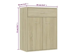 Aparador buffet cómoda armario unidad de almacenamiento organizador cocina salón salón Sonoma 60 x 30 x 75 cm madera contrachapada marrón 02_0031589