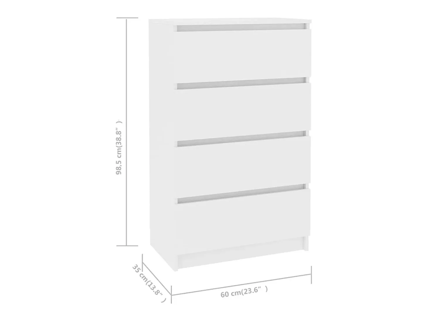 Aparador buffet cómoda armario mueble organizador cocina salón salón 60 x 35 x 98,5 cm madera contrachapada blanco 02_0030374