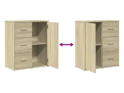 Aparador buffet cómoda armario unidad de almacenamiento organizador cocina salón salón juego de 2 sonoma 60 x 31 x 70 cm marrón madera contrachapada 02_0036817