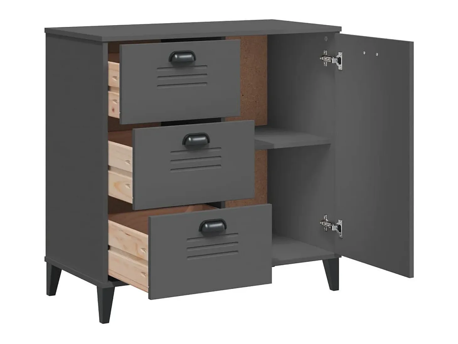Aparador buffet cómoda armario mueble organizador cocina salón salón 80 x 40 x 80 cm madera contrachapada antracita 02_0036626