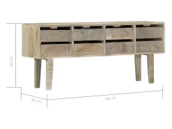 Aparador buffet cómoda armario mueble organizador cocina salón salón 140 x 30 x 60 cm madera maciza de mango marrón 02_0029548