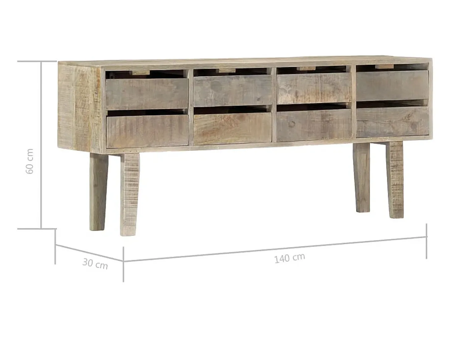 Aparador buffet cómoda armario mueble organizador cocina salón salón 140 x 30 x 60 cm madera maciza de mango marrón 02_0029548