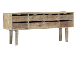Aparador buffet cómoda armario mueble organizador cocina salón salón 140 x 30 x 60 cm madera maciza de mango marrón 02_0029548