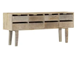 Aparador buffet cómoda armario mueble organizador cocina salón salón 140 x 30 x 60 cm madera maciza de mango marrón 02_0029548
