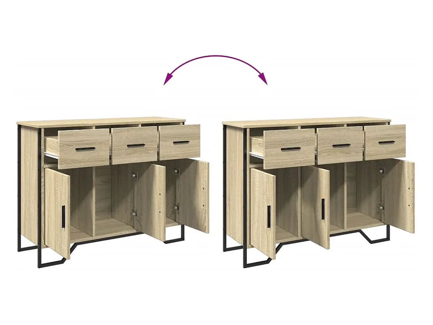 Aparador buffet cómoda armario unidad de almacenamiento organizador cocina salón salón Sonoma 97 x 32,5 x 74,5 cm madera contrachapada marrón 02_0031742