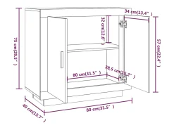 Aparador buffet cómoda armario unidad de almacenamiento organizador cocina salón salón 80 x 40 x 75 cm madera contrachapada gris 02_0032107