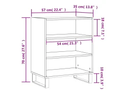Aparador buffet cómoda armario mueble organizador cocina salón salón brillante 57 x 35 x 70 cm madera contrachapada blanco 02_0030647