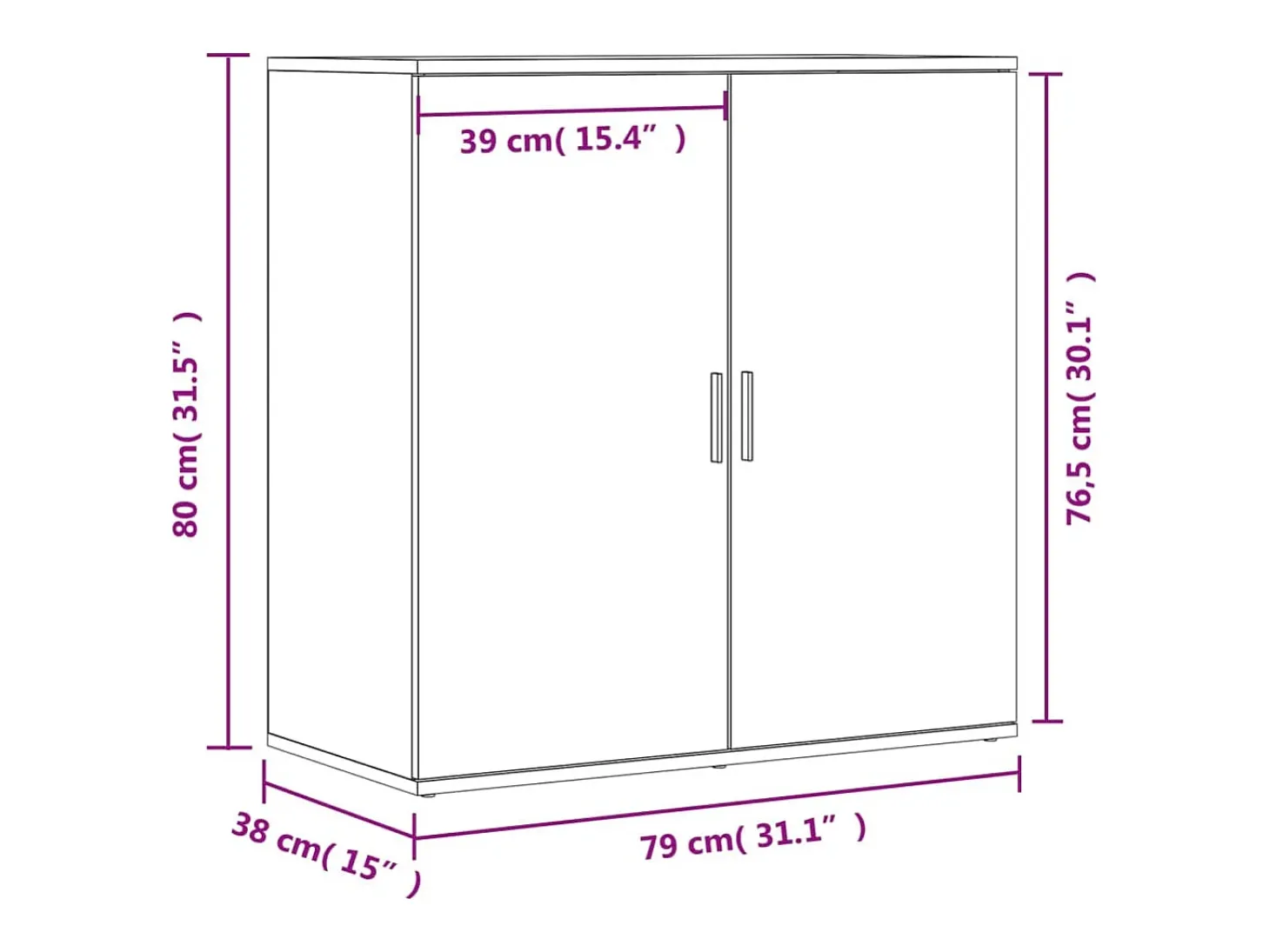 Aparador buffet cómoda armario mueble organizador cocina salón salón juego de 2 79 x 38 x 80 cm madera contrachapada blanca 02_0036686