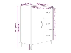 Aparador buffet cómoda armario unidad de almacenamiento organizador cocina salón salón Sonoma 69,5 x 34 x 90 cm madera contrachapada marrón 02_0031655