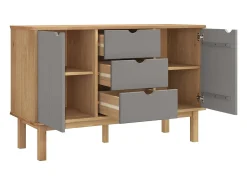 Aparador Buffet Cómoda Armario Unidad de Almacenamiento Organizador Cocina Salón Salón y 113,5 x 43 x 73 cm Madera Maciza Pino Gris 02_0036187
