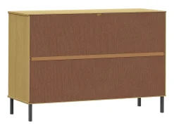 Aparador buffet cómoda armario mueble organizador cocina salón salón con patas de metal 113 x 40 x 77 cm madera maciza marrón 02_0030095