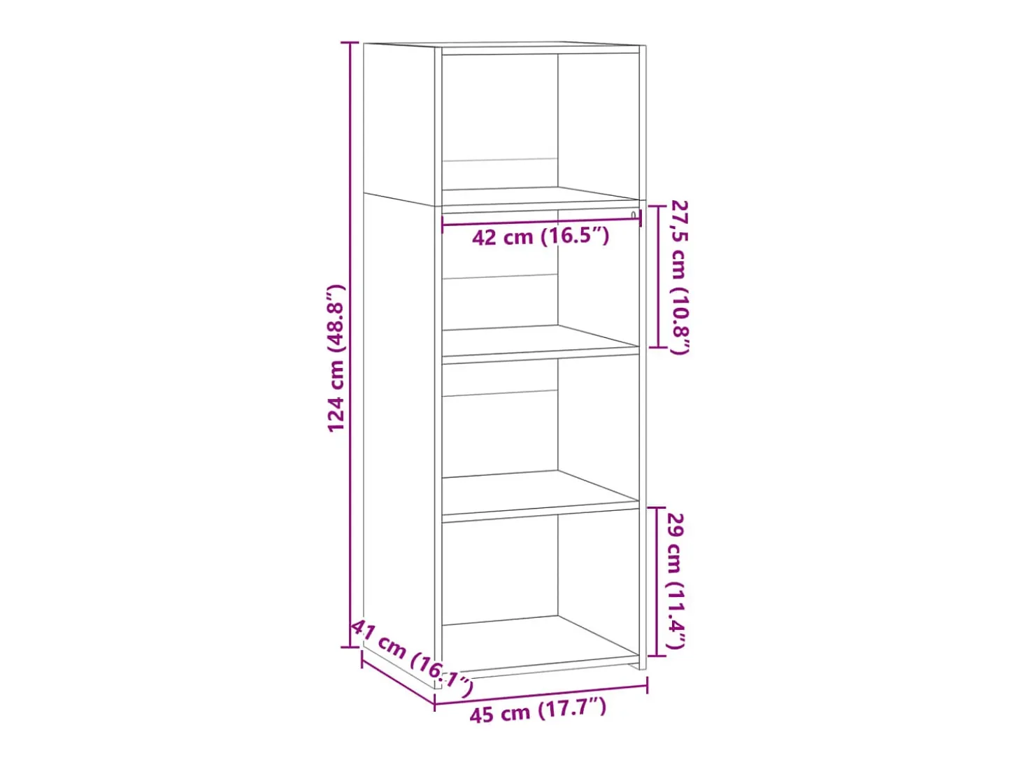 Aparador buffet cómoda armario mueble organizador cocina salón salón alto sonoma 45 x 41 x 124 cm madera contrachapada gris 02_0035365