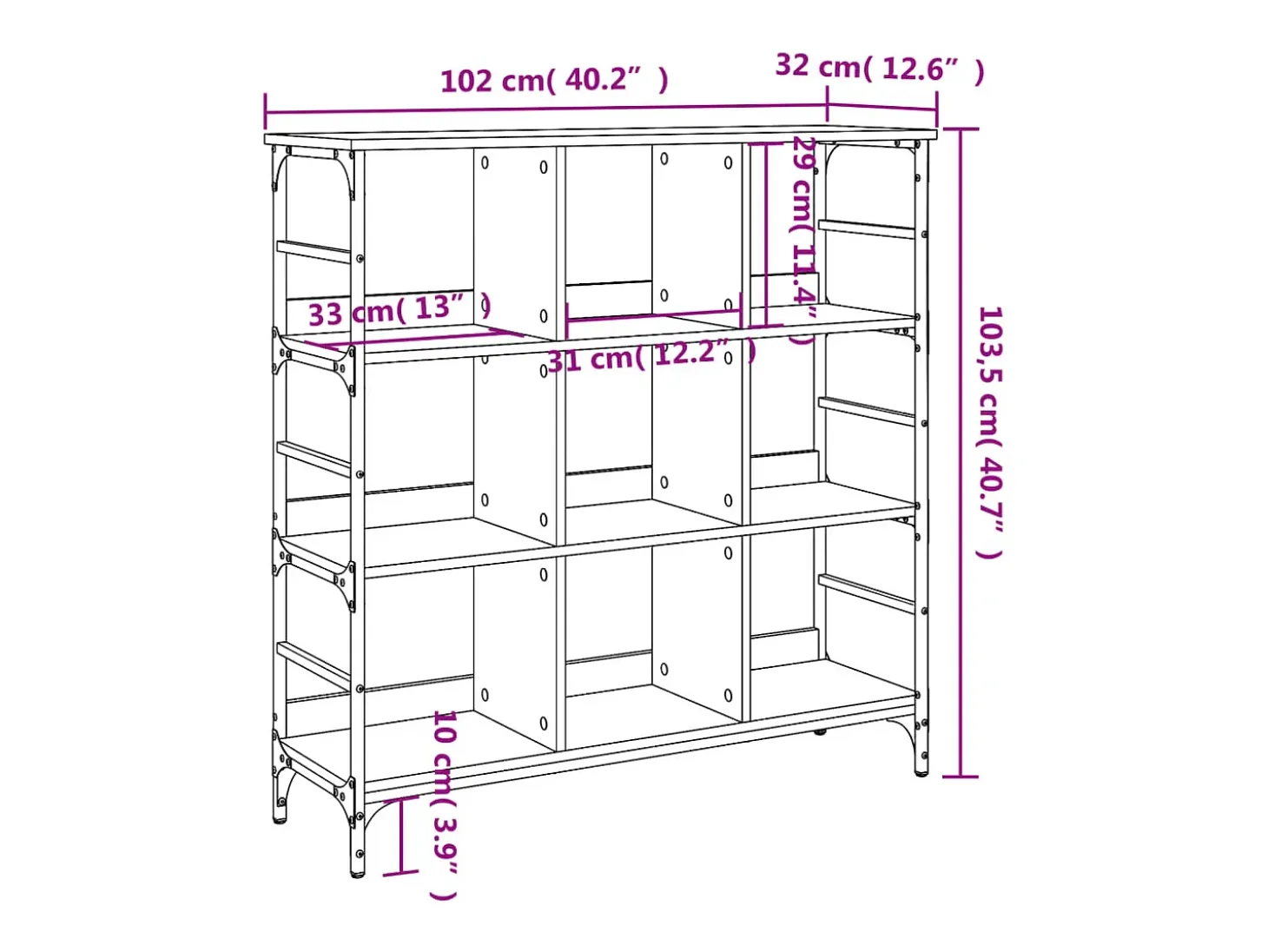 Aparador buffet cómoda armario unidad de almacenamiento organizador cocina salón salonsonoma 102 x 32 x 103,5 cm madera contrachapada gris 02_0036266