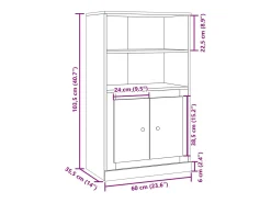 Aparador buffet cómoda armario mueble organizador cocina salón salón alto madera vieja 60 x 35,5 x 103,5 cm madera contrachapada marrón 02_0035655