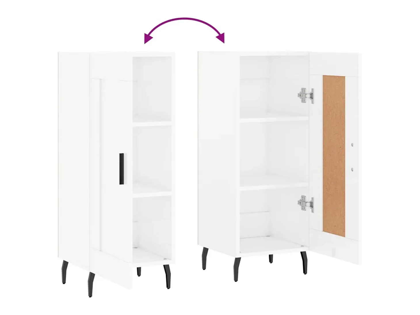 Aparador buffet cómoda armario mueble organizador cocina salón brillante 34,5 x 34 x 90 cm madera contrachapada blanco 02_0030592