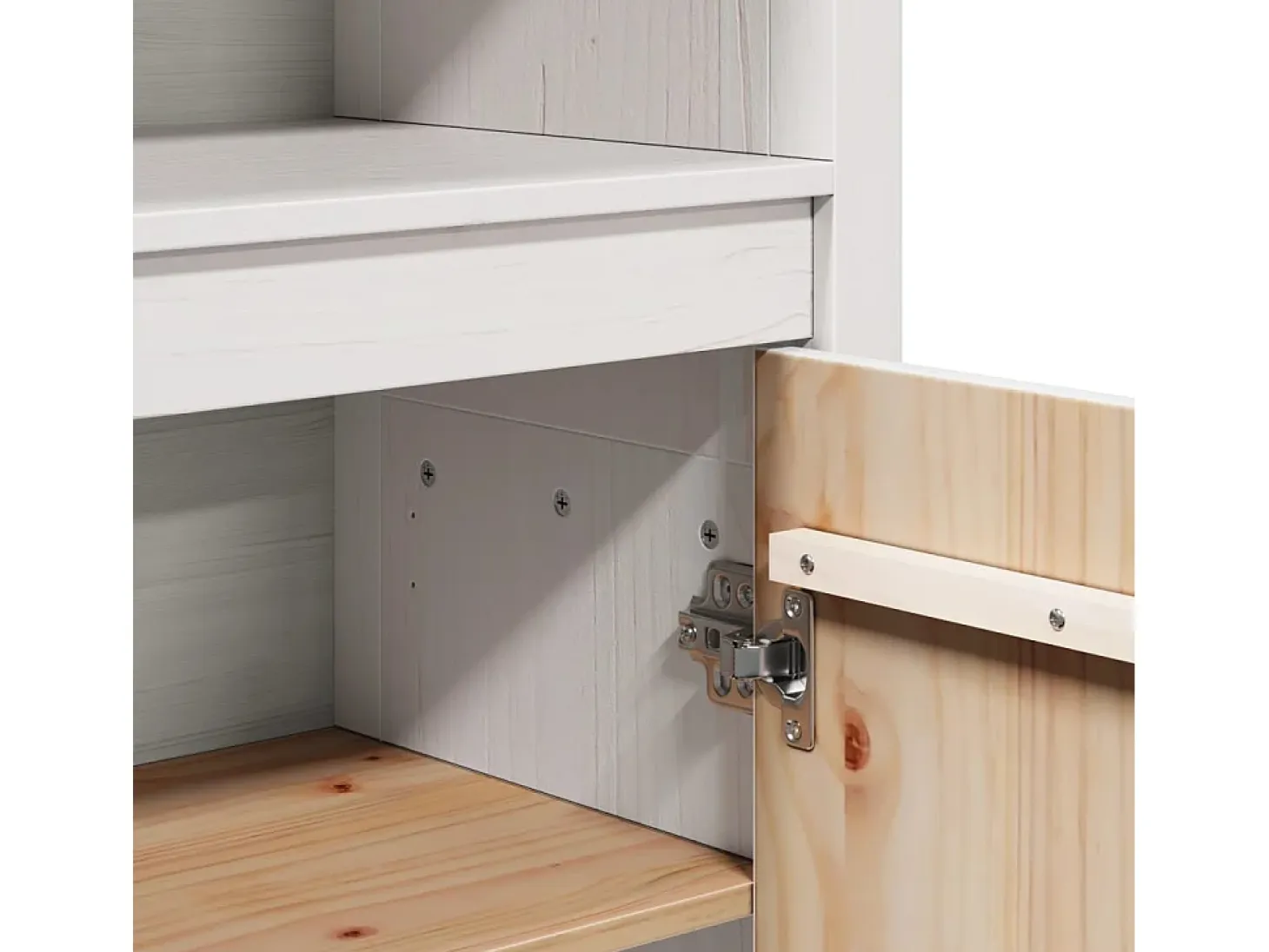 Aparador buffet cómoda armario mueble organizador cocina salón salón alto 80 x 35 x 154 cm madera maciza de pino blanco 02_0032770
