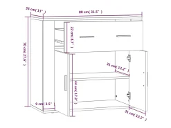 Aparador buffet cómoda armario mueble organizador cocina salón salón 80 x 33 x 70 cm madera contrachapada gris 02_0032100