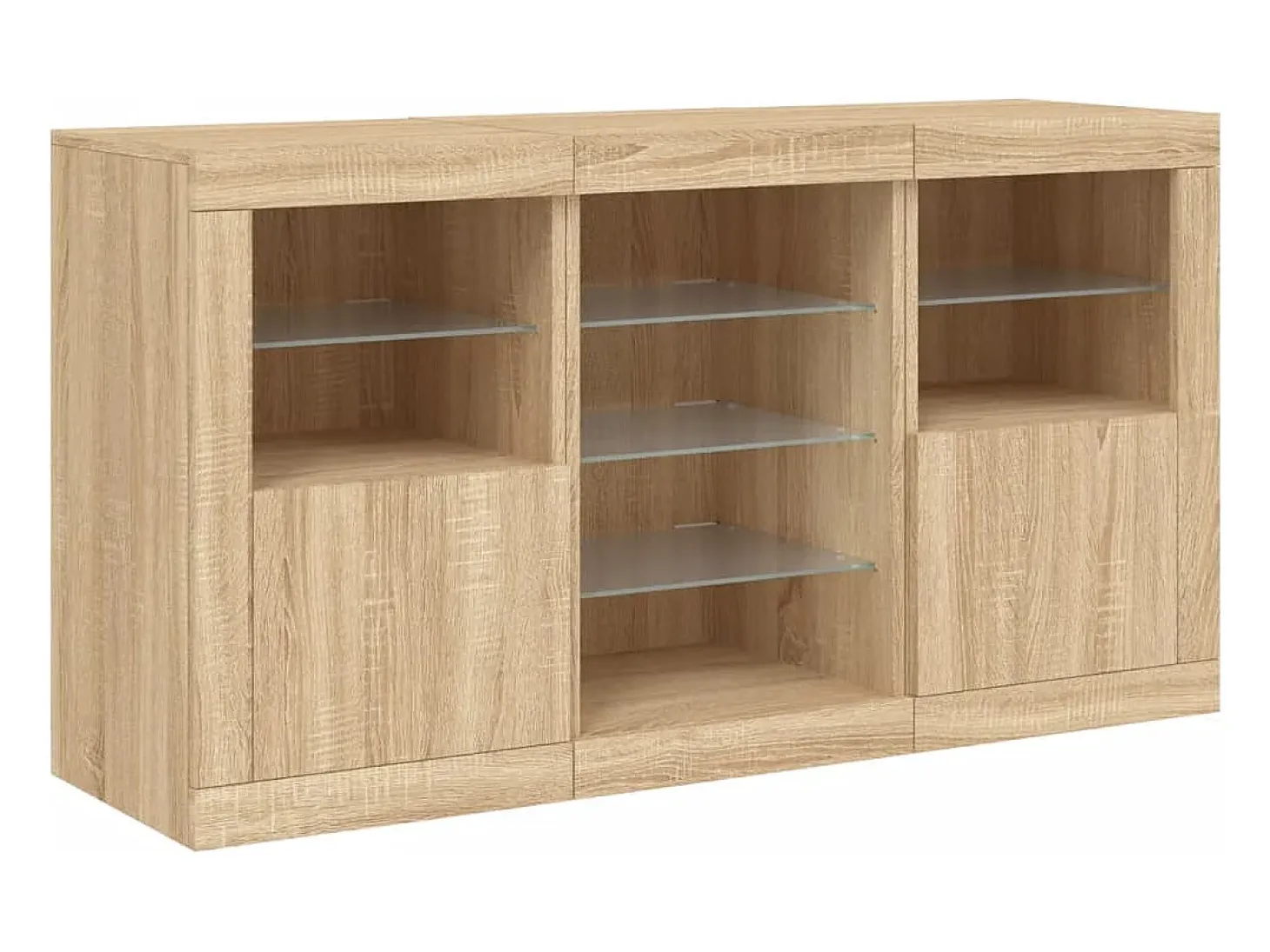 Aparador buffet cómoda armario mueble organizador cocina salón salón con luces LED sonoma 123 x 37 x 67 cm marrón 02_0029937