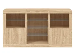 Aparador buffet cómoda armario mueble organizador cocina salón salón con luces LED sonoma 123 x 37 x 67 cm marrón 02_0029937