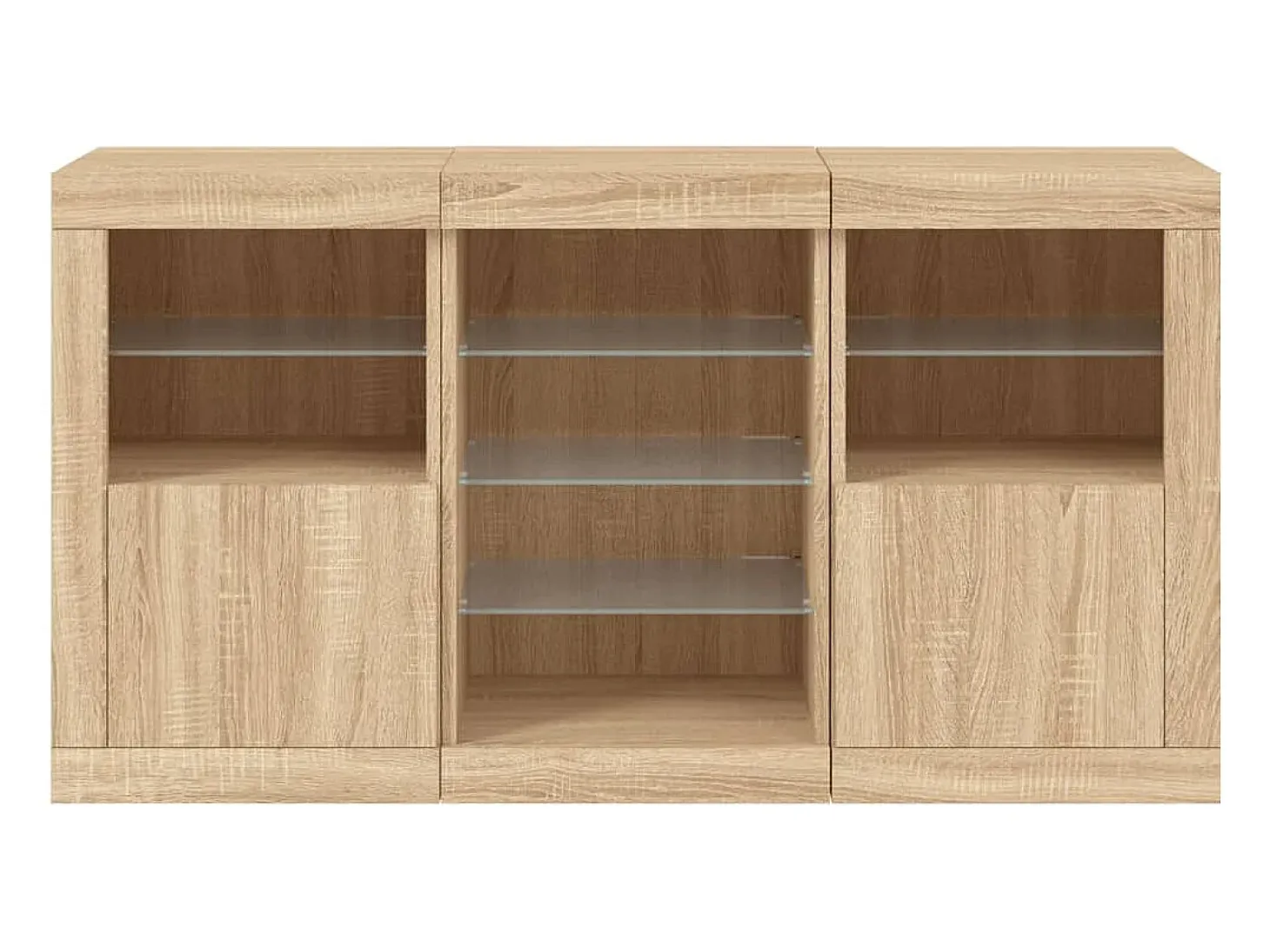 Aparador buffet cómoda armario mueble organizador cocina salón salón con luces LED sonoma 123 x 37 x 67 cm marrón 02_0029937