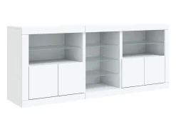 Aparador buffet cómoda armario mueble organizador cocina salón salón con luces LED 181,5 x 37 x 67 cm blanco 02_0029839