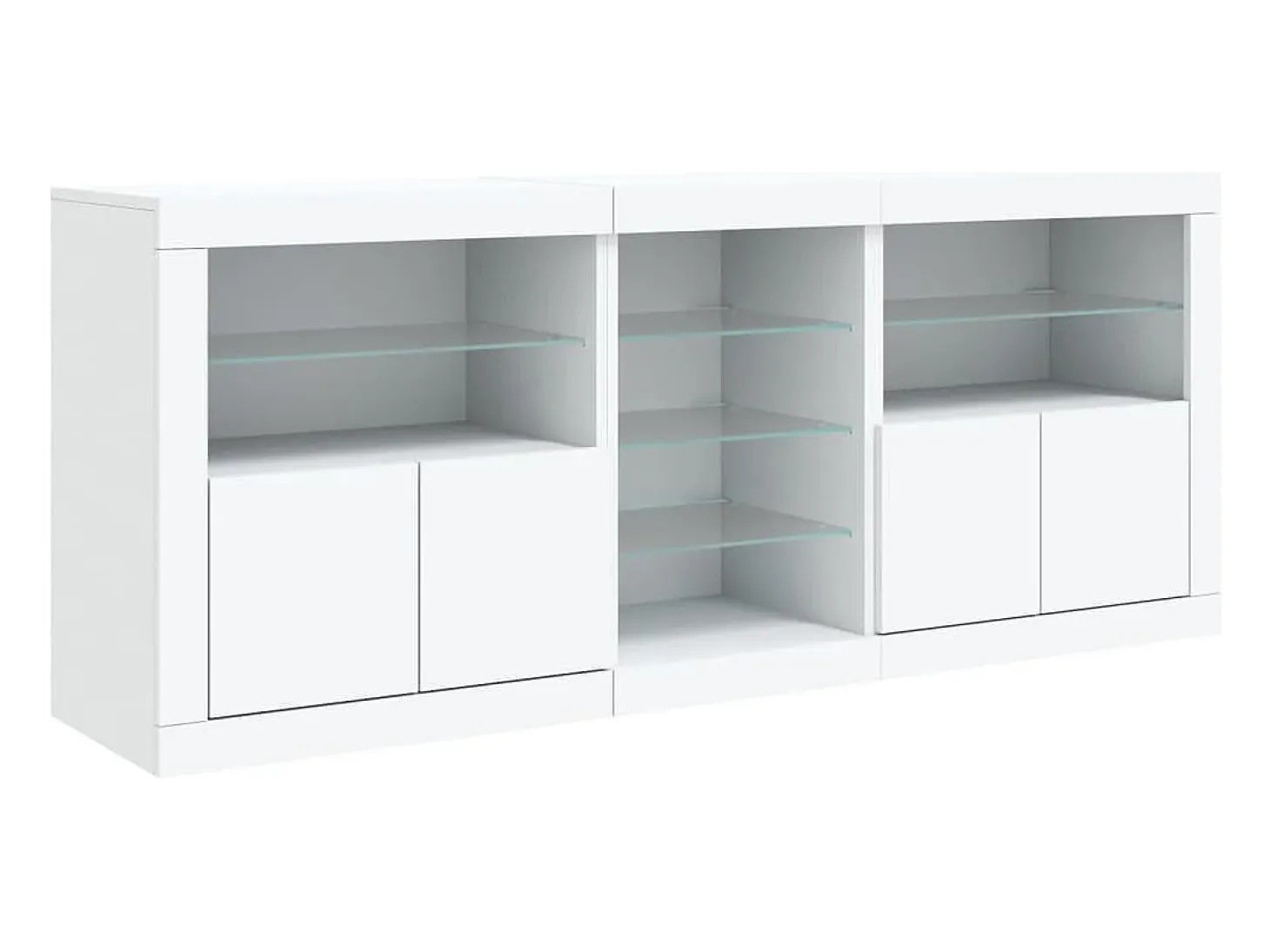 Aparador buffet cómoda armario mueble organizador cocina salón salón con luces LED 181,5 x 37 x 67 cm blanco 02_0029839