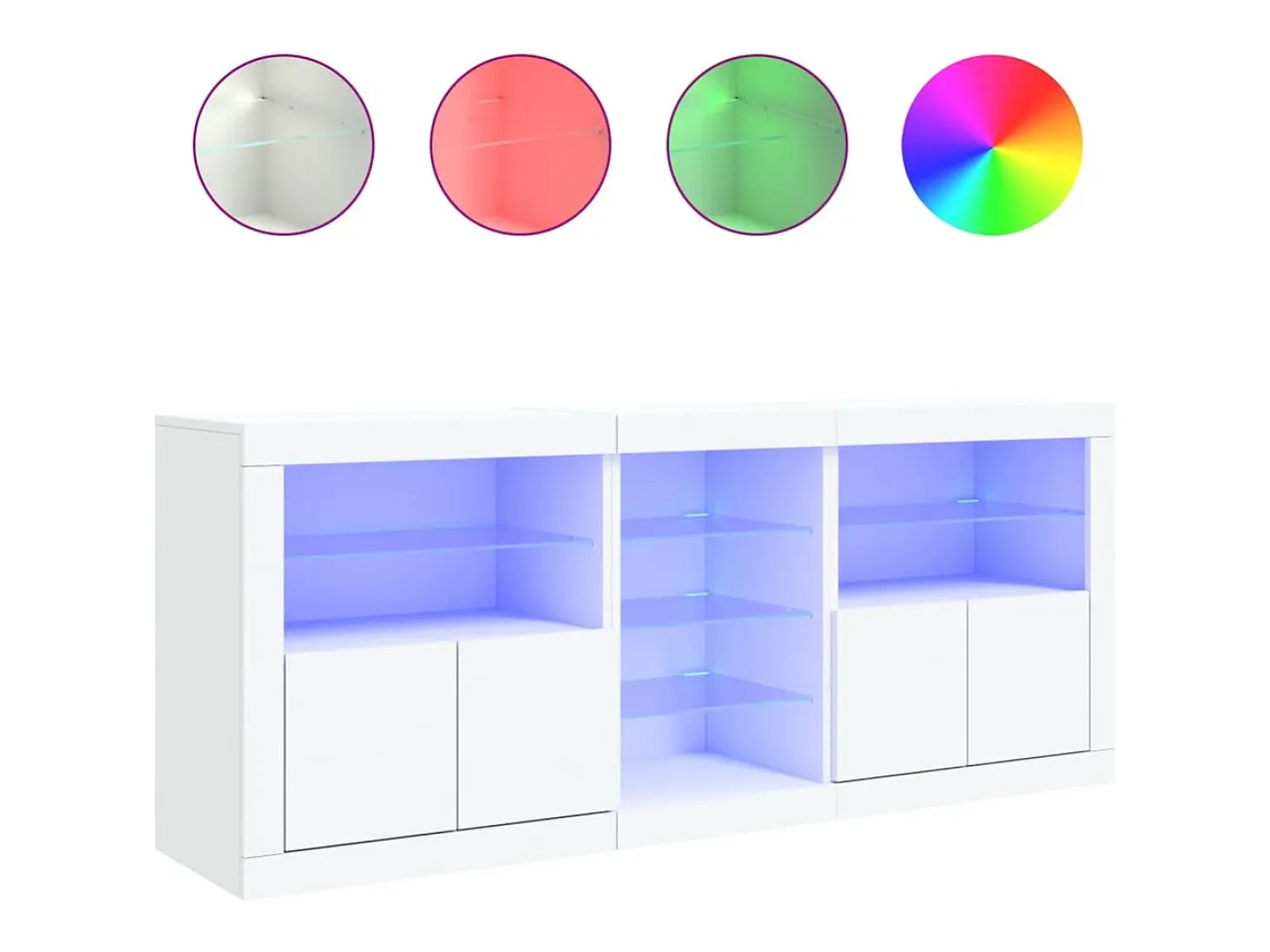 Aparador buffet cómoda armario mueble organizador cocina salón salón con luces LED 181,5 x 37 x 67 cm blanco 02_0029839