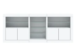 Aparador buffet cómoda armario mueble organizador cocina salón salón con luces LED 181,5 x 37 x 67 cm blanco 02_0029839