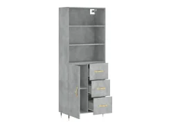 Aparador buffet cómoda armario mueble organizador cocina salón salón alto 69,5 x 34 x 180 cm madera contrachapada gris 02_0034565