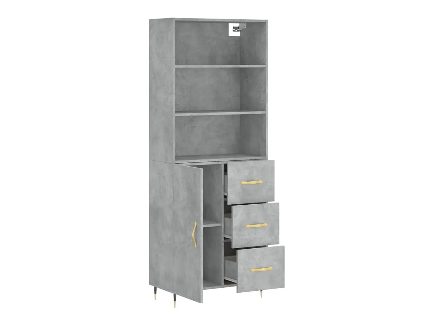 Aparador buffet cómoda armario mueble organizador cocina salón salón alto 69,5 x 34 x 180 cm madera contrachapada gris 02_0034565
