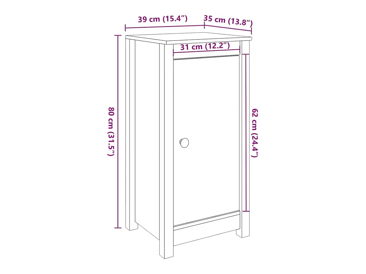 Aparador buffet cómoda armario mueble organizador cocina salón salón juego de 2 39 x 35 x 80 cm madera maciza de pino marrón 02_0036886