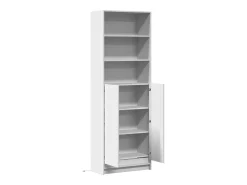 Aparador buffet cómoda armario mueble organizador cocina salón salón alto con LED 69 x 32,5 x 200 cm madera contrachapada blanca 02_0032215