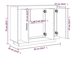 Aparador buffet cómoda armario unidad de almacenamiento organizador cocina salón salonsonoma 92 x 35 x 75 cm madera contrachapada gris 02_0036558