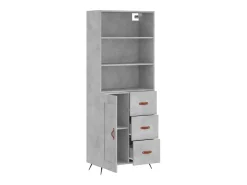 Aparador buffet cómoda armario mueble organizador cocina salón salón alto 69,5 x 34 x 180 cm madera contrachapada gris 02_0034662