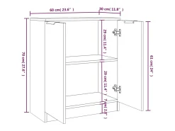 Aparador buffet cómoda armario mueble organizador cocina salón salón juego de 2 60 x 30 x 70 cm madera contrachapada gris 02_0036854