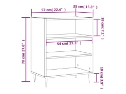 Aparador buffet cómoda armario unidad de almacenamiento organizador cocina salón salón 57 x 35 x 70 cm madera contrachapada gris 02_0031947