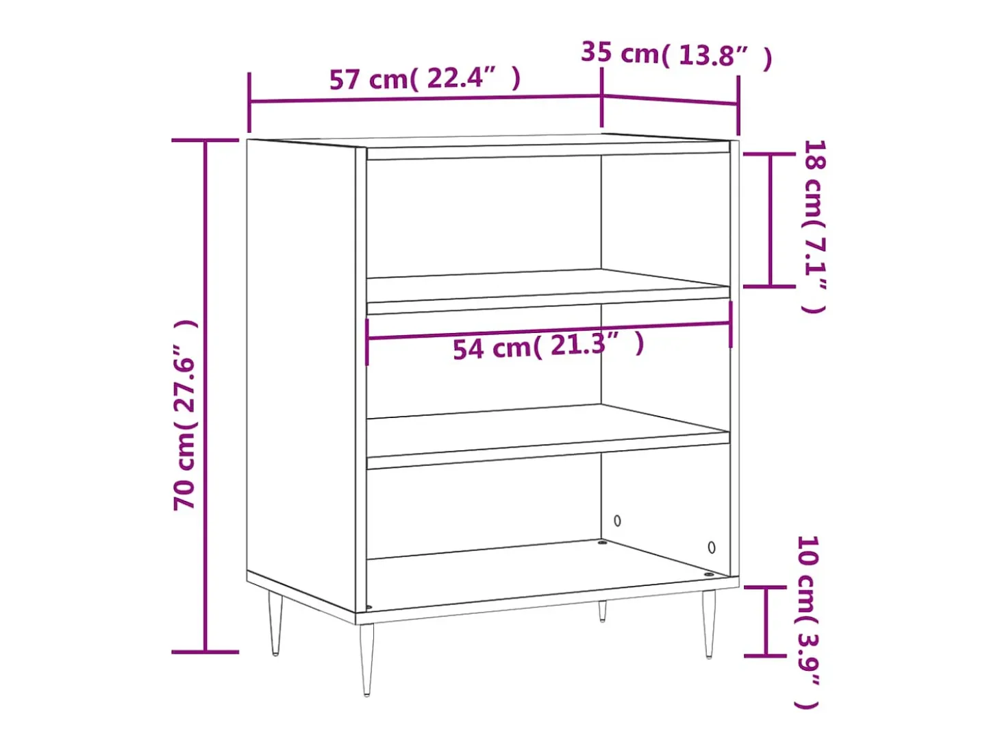 Aparador buffet cómoda armario unidad de almacenamiento organizador cocina salón salón 57 x 35 x 70 cm madera contrachapada gris 02_0031947
