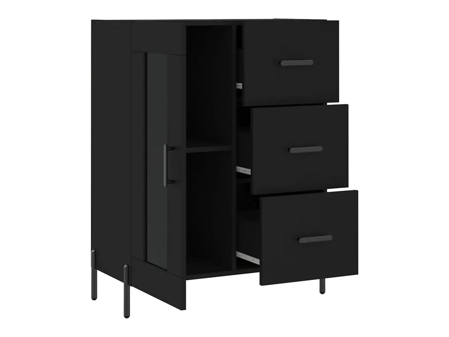 Aparador buffet cómoda armario mueble organizador cocina salón salón 69,5 x 34 x 90 cm madera contrachapada negra 02_0036063