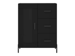 Aparador buffet cómoda armario mueble organizador cocina salón salón 69,5 x 34 x 90 cm madera contrachapada negra 02_0036063