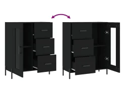 Aparador buffet cómoda armario mueble organizador cocina salón salón 69,5 x 34 x 90 cm madera contrachapada negra 02_0036063