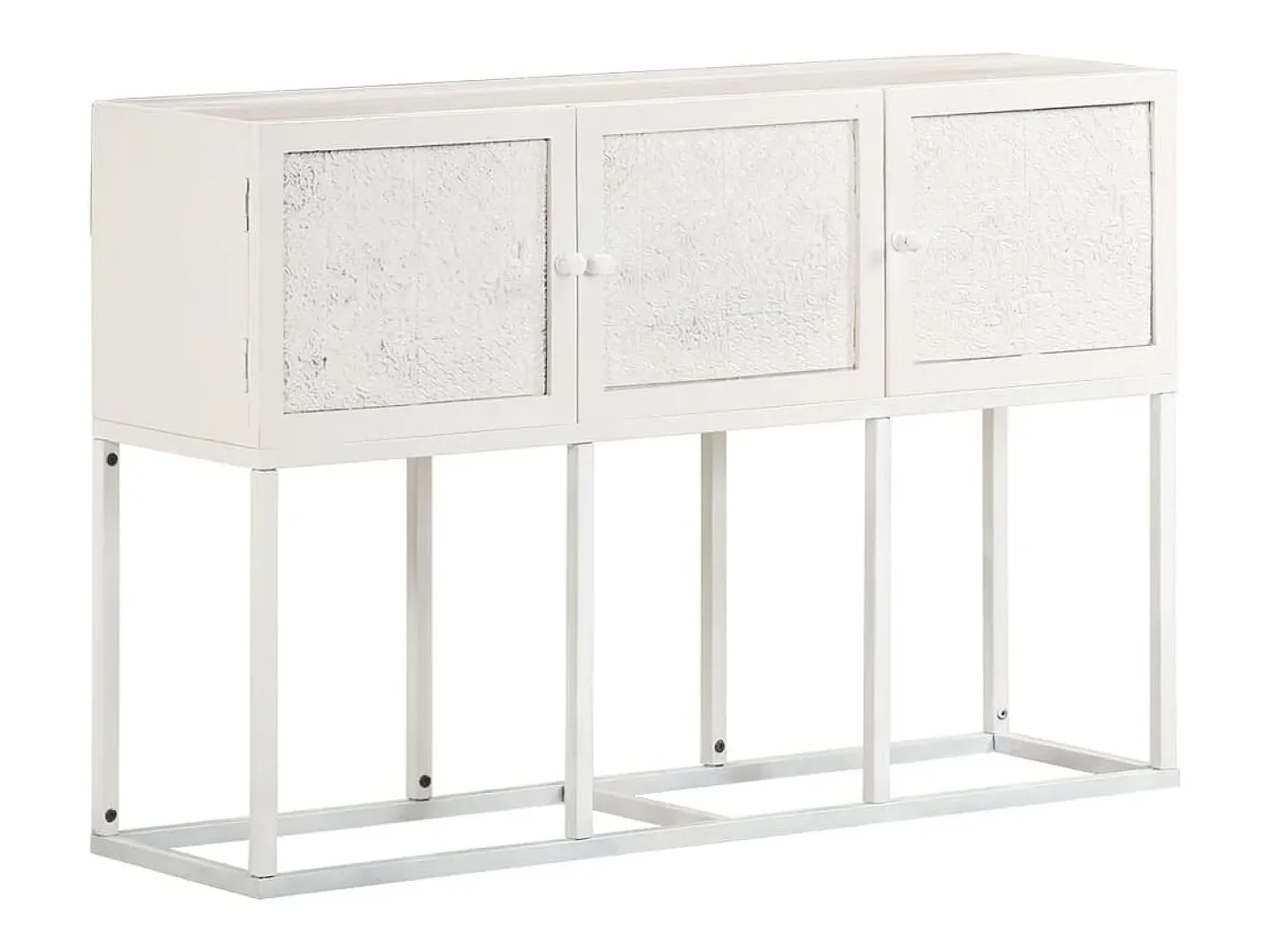 Aparador buffet cómoda armario mueble organizador cocina salón salón 115 x 30 x 76 cm madera maciza de mango blanco 02_0029525