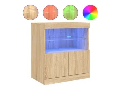 Aparador buffet cómoda armario mueble organizador cocina salón salón con luces LED Sonoma 60 x 37 x 67 cm marrón 02_0029967