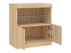 Aparador buffet cómoda armario mueble organizador cocina salón salón con luces LED Sonoma 60 x 37 x 67 cm marrón 02_0029967