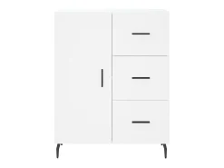 Aparador buffet cómoda armario mueble organizador cocina salón salón alto 69,5 x 34 x 180 cm madera contrachapada blanco 02_0032597