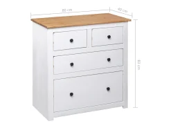 Aparador buffet cómoda armario mueble organizador cocina salón salón 80 x 40 x 83 cm Pino gama Panamá blanco 02_0030519