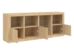 Aparador buffet cómoda armario mueble organizador cocina salón salón con luces LED sonoma 164 x 37 x 67 cm marrón 02_0029946